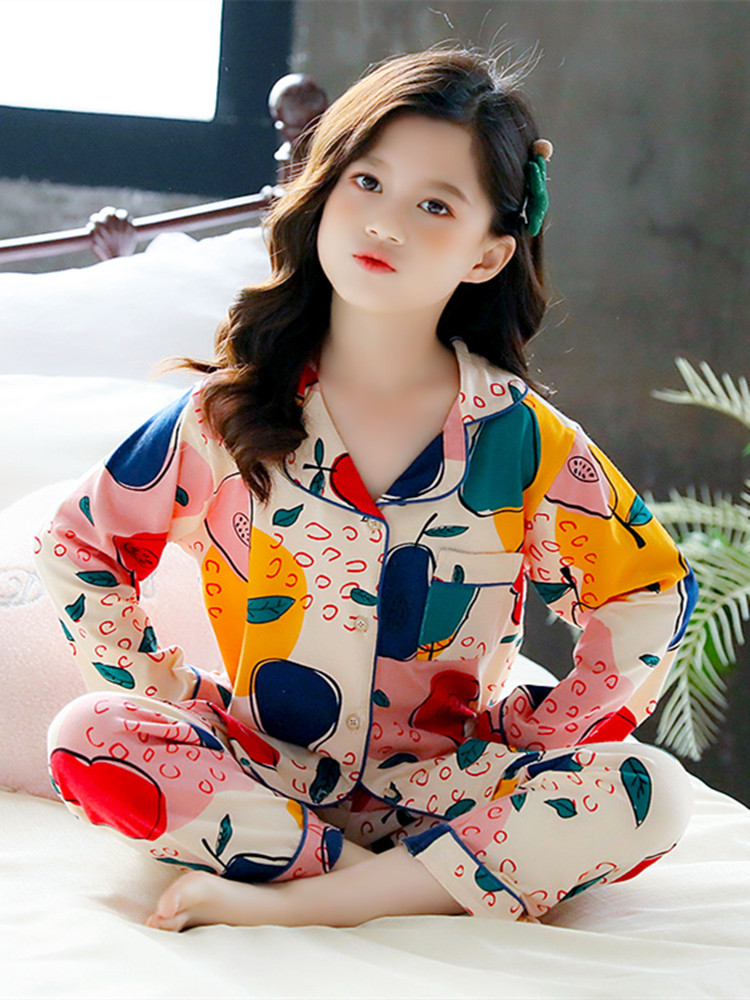 英国netx kiss儿童睡衣春季2024新款纯棉时尚洋气女童家居服套装