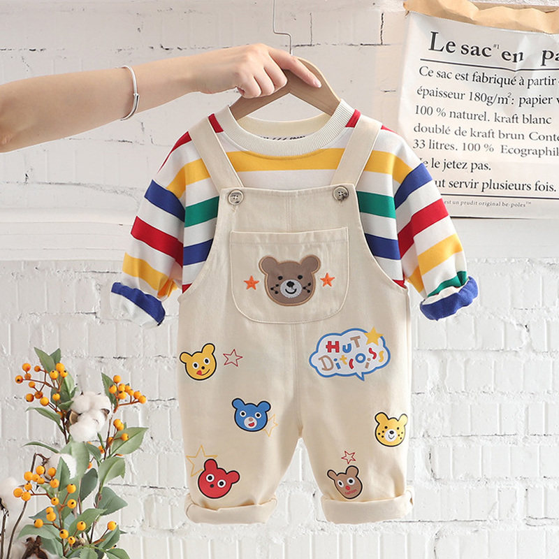 英国DHWA男宝宝套装春秋季2025新款婴儿分体衣服帅气时髦两件套潮