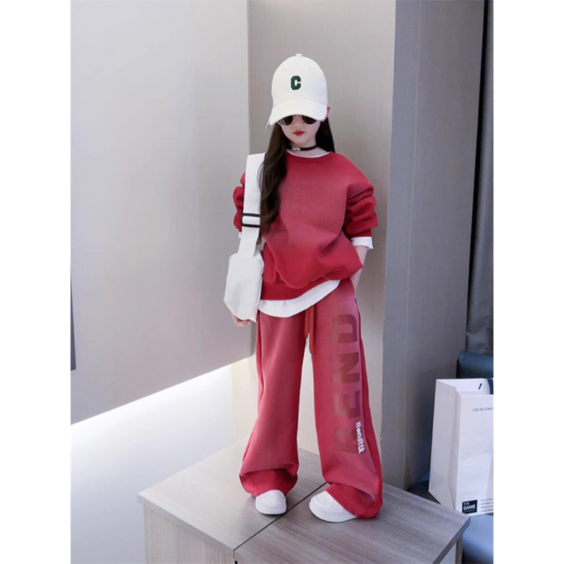 韩国Uamtor女童套装春秋季休闲卫衣中大童洋气时髦两件套宽松穿搭