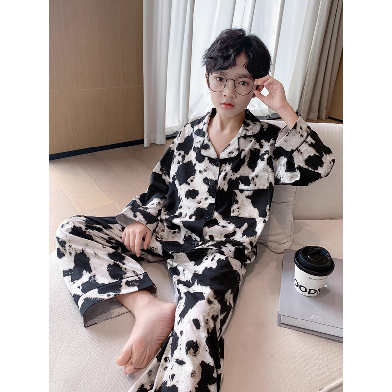韩国Uamtor男童睡衣春秋款长袖儿童纯棉涂鸦初中生家居服休闲套装