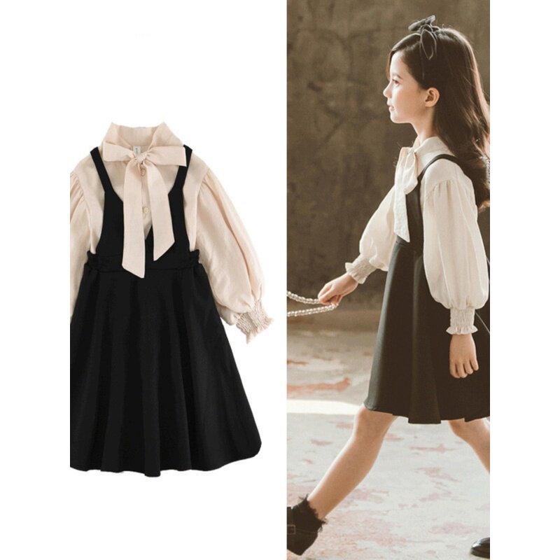 英国netx MaxM女童连衣裙套装2025春秋新款小女孩洋气背心两件套