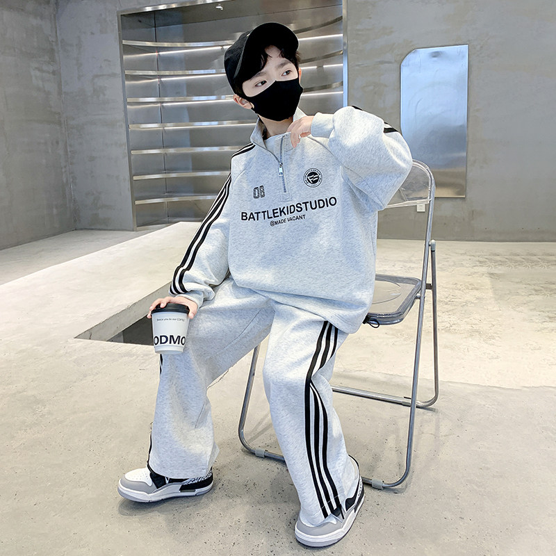 英国DHWA儿童装男童秋装卫衣套装2025新款春秋款帅气秋季运动时髦