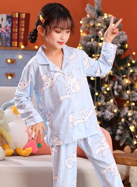 英国netx Road玉桂狗女童睡衣春秋季长袖女孩中大儿童宝宝家居服