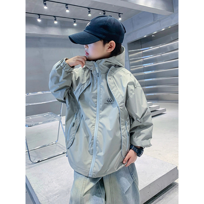 英国LMKL男女童男童外套2025新款秋季户外儿童冲锋衣运动工装夹克