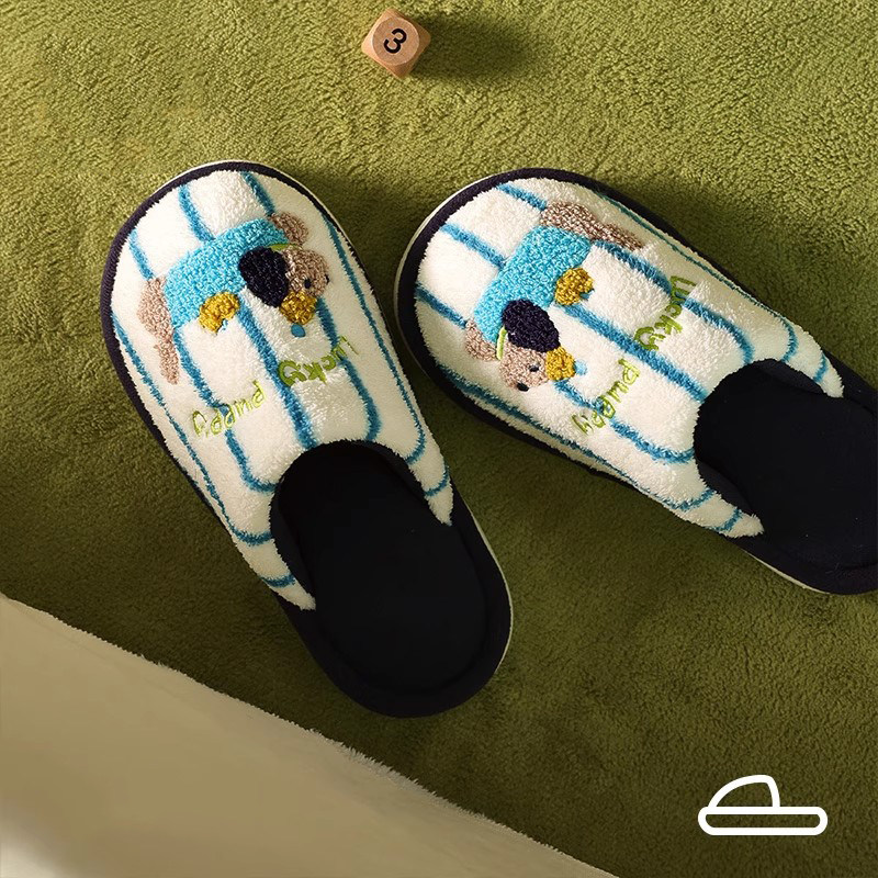 英国DHWA男童拖鞋秋冬季新款可爱萌防臭棉拖鞋室内休闲毛毛家居鞋