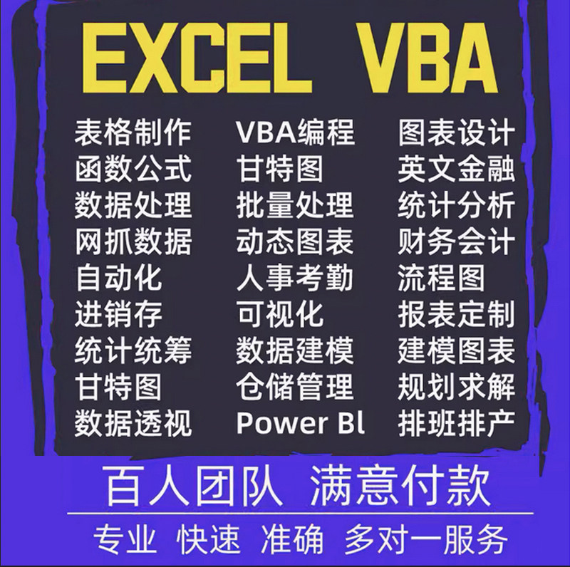 Excel表格制作代做VBA宏office办公制作
