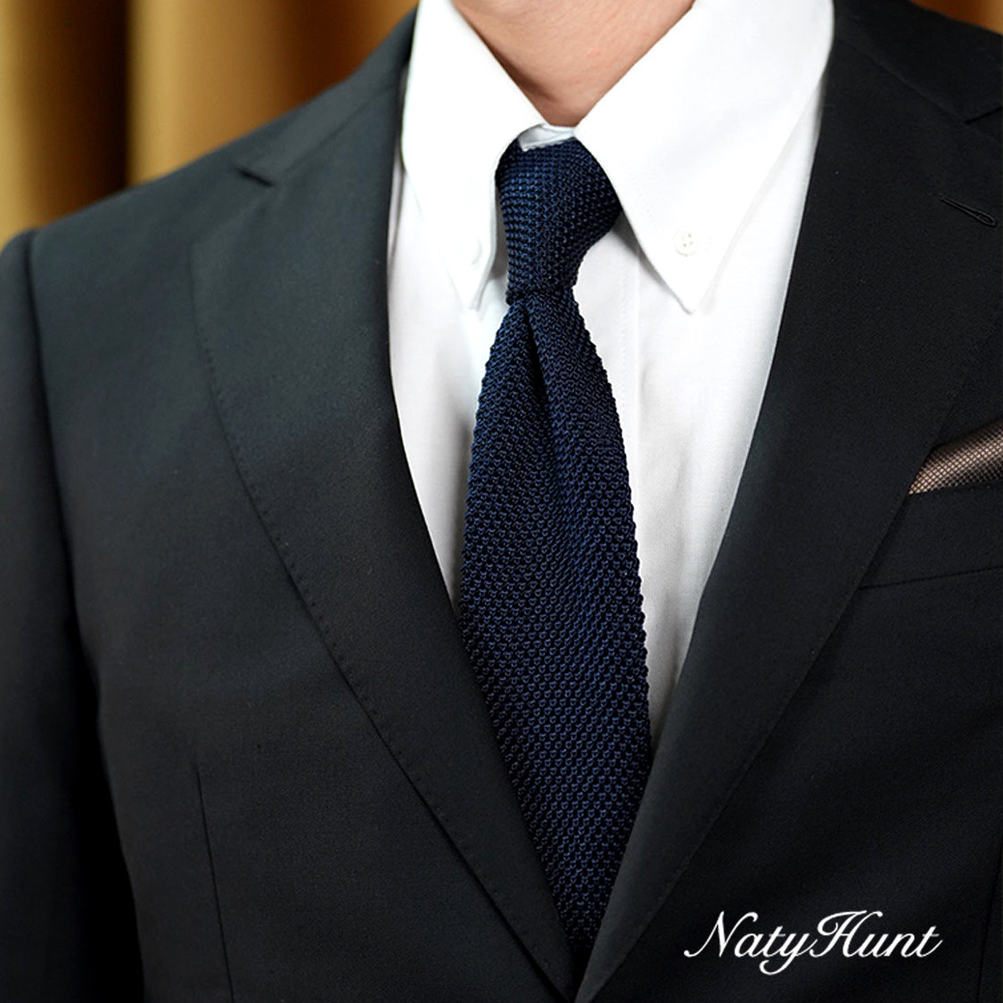 Natyhunt桑蚕丝平头针织领带