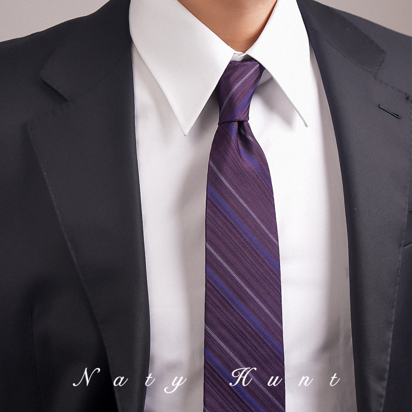 Natyhunt紫途青云时尚条纹桑蚕丝领带8CM轻奢商务手打领带男礼物,服饰配件/皮带/帽子/围巾,领带,淘宝优惠券,粉丝福利购,淘宝优惠卷