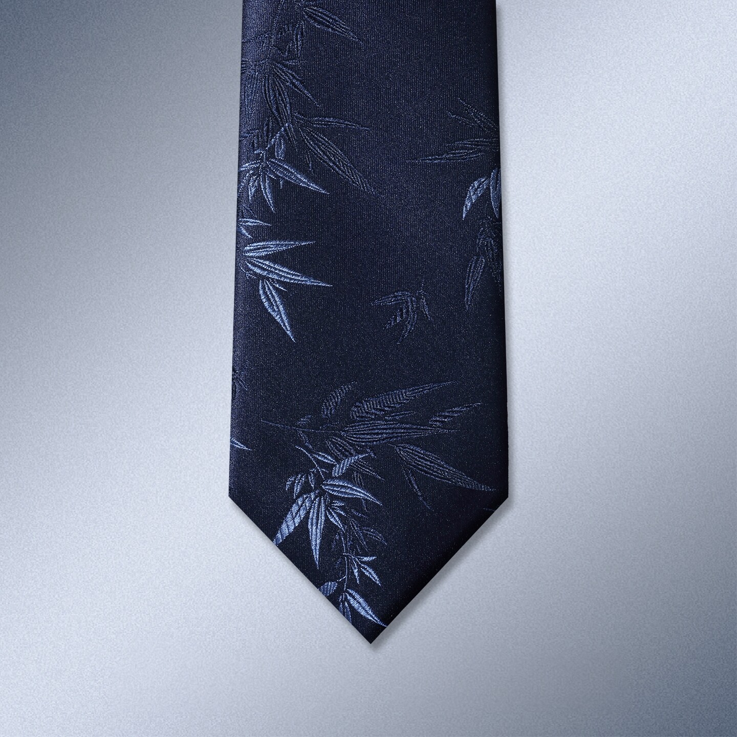 Natyhunt国风竹涧月刺绣桑蚕丝领带男士轻奢商务休闲深蓝领带礼盒