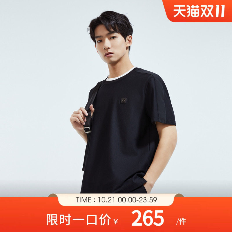 CARSYDA品牌男装春季新品透气蜂窝网眼珠地休闲套装上衣短袖T恤