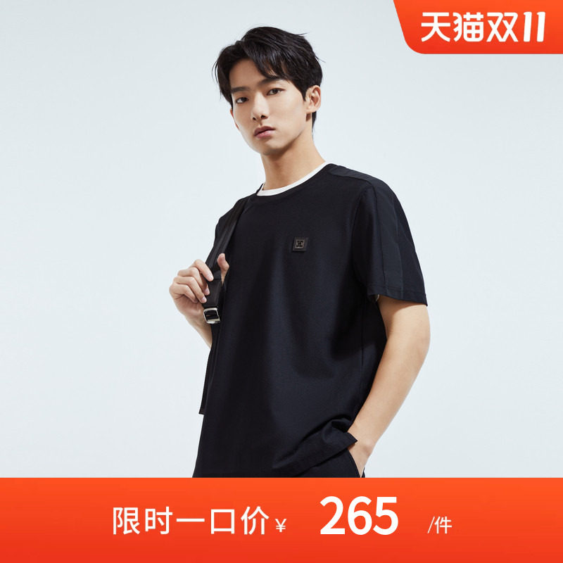 CARSYDA品牌男装春季新品透气蜂窝网眼珠地休闲套装上衣短袖T恤