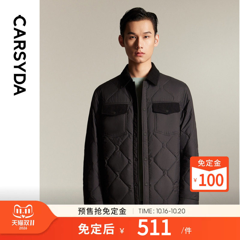 CARSYDA珈仕达男装外套春季新品简约工装衬衫式棉服
