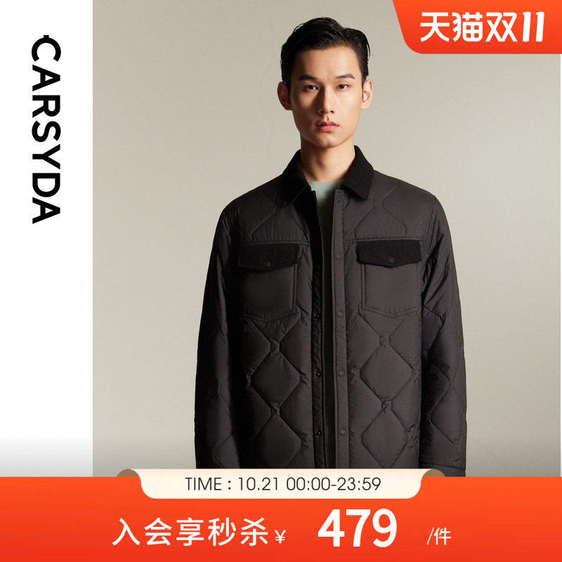 CARSYDA珈仕达男装外套春季新品简约工装衬衫式棉服