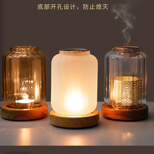 家用美容院玻璃烛台安神香薰灯檀香沉香香粉熏香炉中式蜡烛沉香灯