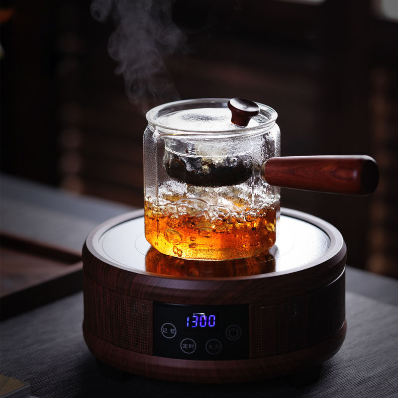 日式耐高温锤纹玻璃茶壶电陶炉