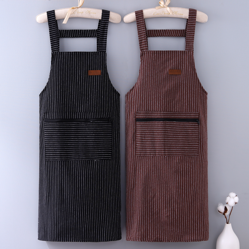 加肥加大新款棉布无袖罩衣厨房家用女防污围裙时尚简约成人工作服