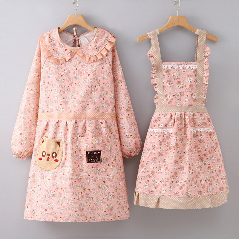 帆布韩版洋气长袖围裙家用厨房做饭防污耐磨新款干活罩衣工作服女,家庭/个人清洁工具,围裙,淘宝优惠券,粉丝福利购,淘宝优惠卷