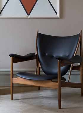 Chieftain设计师酋长椅休闲椅北欧客厅实木扶手椅单人沙发真皮椅