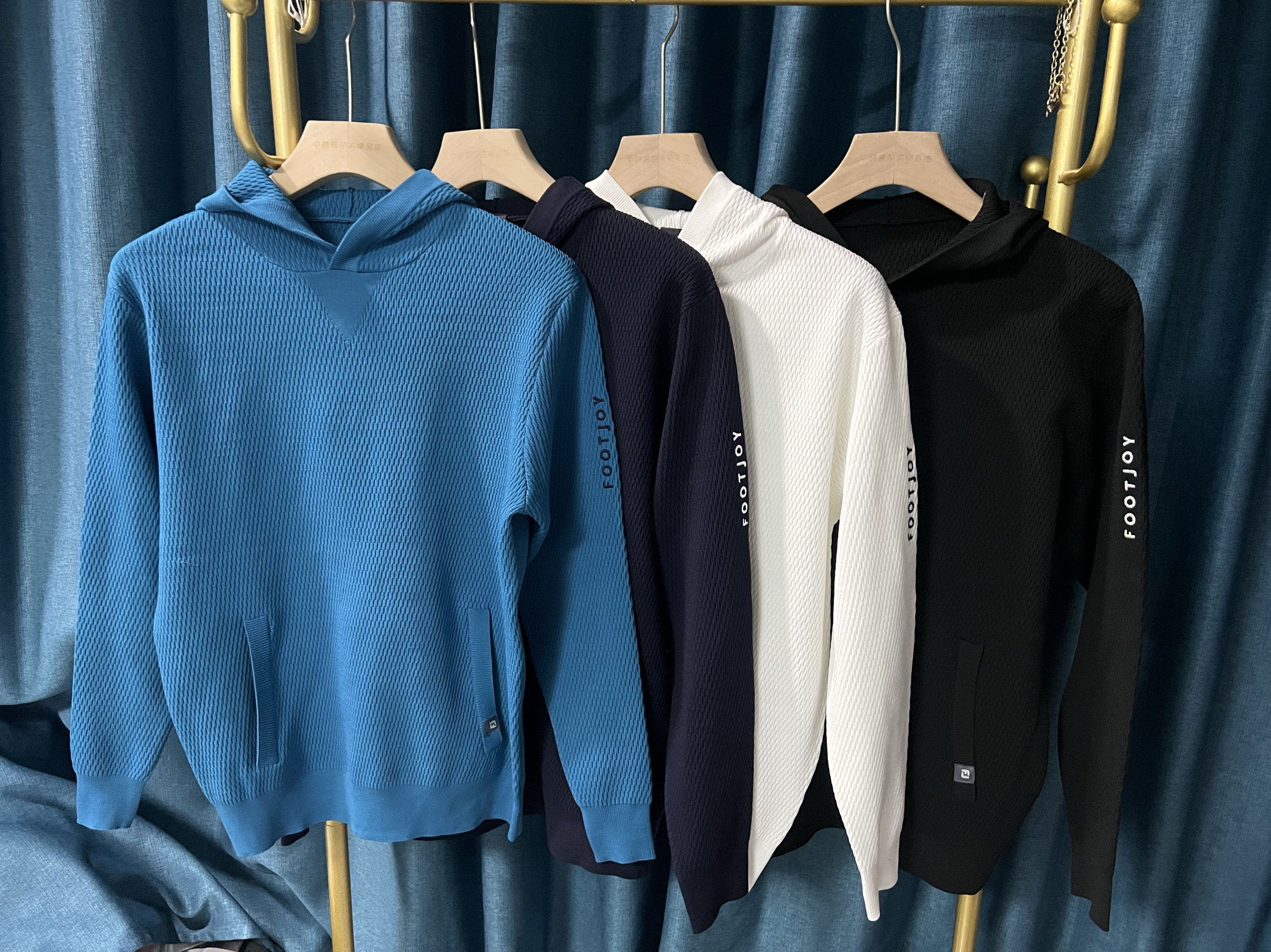 6M27日本高尔夫服装秋冬男士新品连体帽针织卫衣长袖线衫套头速干