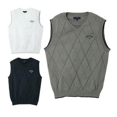 22224 出口余日单高尔夫服装男士春秋v领菱格针织马甲背心弹力 L