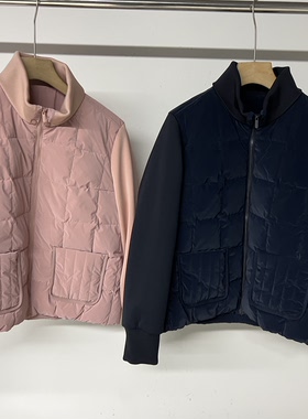 40a02 出口韩国余高尔夫球服女士立领纯色长袖羽绒服拉链外套