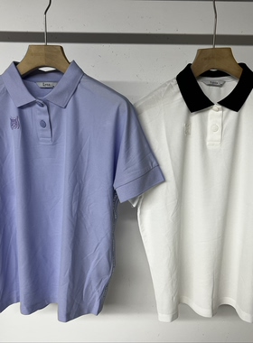 5T136 出口余韩单高尔夫球女士夏季翻领短袖弹力宽松百搭运动纯色