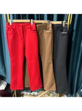 29i08 出口韩国高尔夫女士秋冬季修身显瘦运动加厚加绒保暖喇叭裤