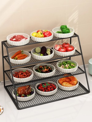 厨房备菜置物架多功能配菜盘碗碟收纳架多层神器家用台面放菜架子