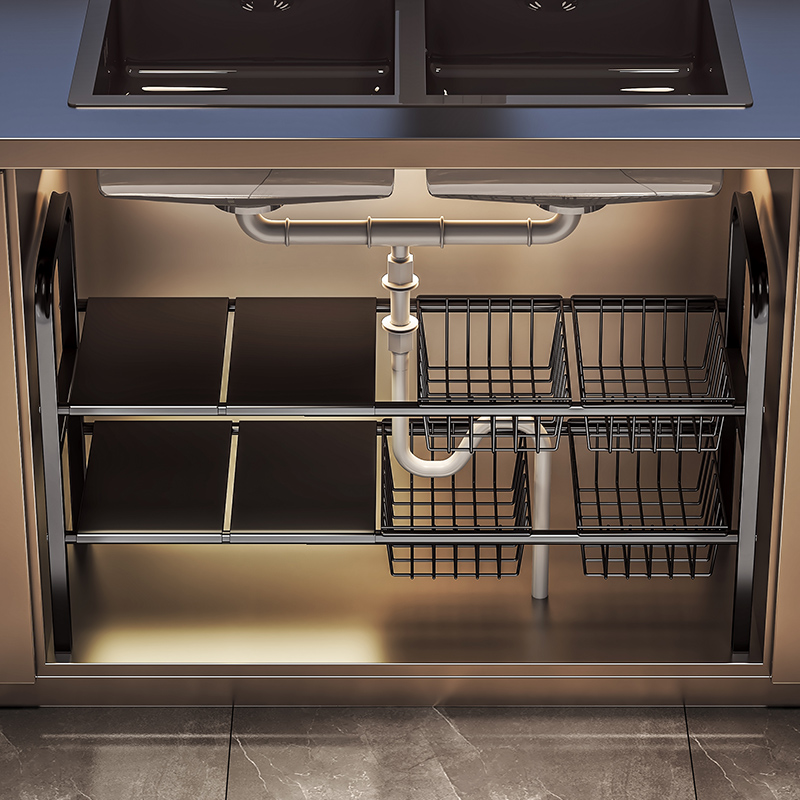 厨房下水槽置物架可伸缩调