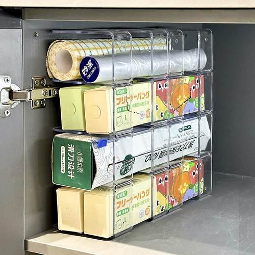 保鲜膜收纳层架厨房整体橱柜抽屉式锅盖架袋装调料保温杯杂物收纳