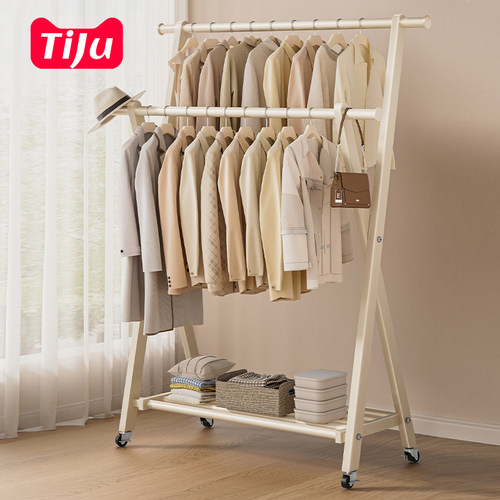 晾衣架落地家用折叠卧室衣帽架宿舍简易室内挂衣架子阳台凉衣服杆