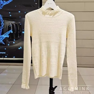 半高领弹力显瘦木耳边针织打底衫 通勤百搭 25冬新款 单JIG 韩国元