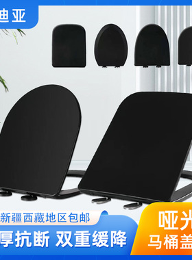哑光黑色马桶盖板通用家用UVO方型彩色哑光橙色灰色棕色脲醛座圈
