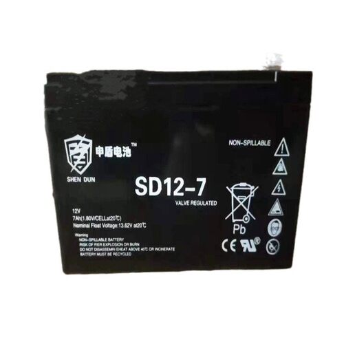 申盾蓄电池SD12-7铅酸阀控密封免维护光伏发电机房应急12V7AH