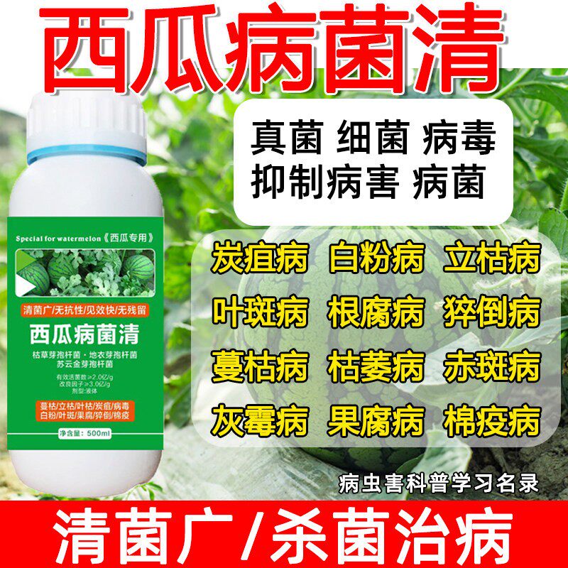 西瓜专用药病害清甜瓜哈密瓜病毒病卷叶病炭疽青枯病根腐病菌剂