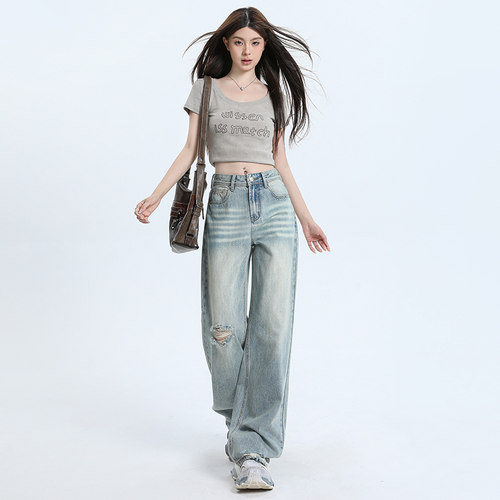 高腰显瘦宽松窄版阔腿裤