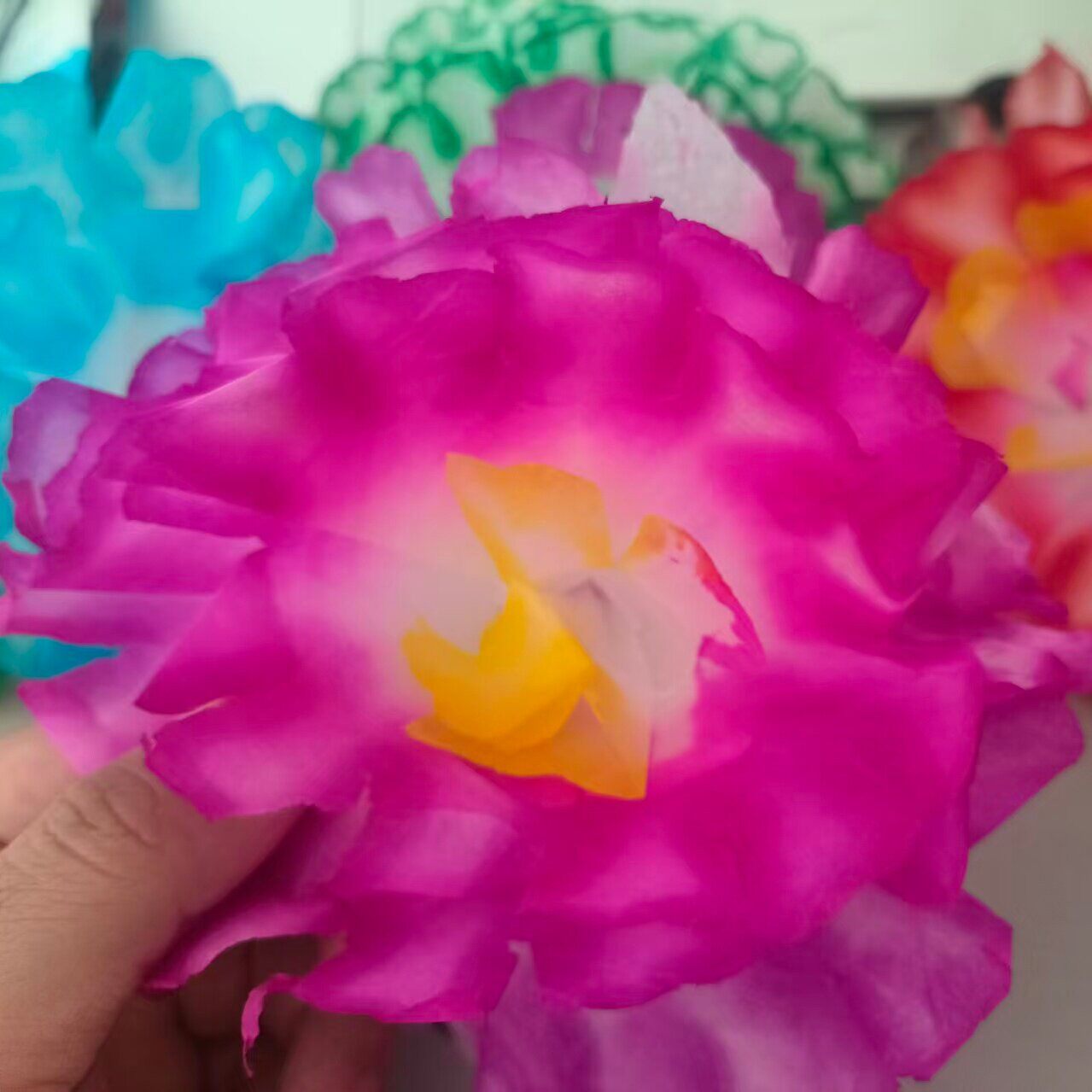 邮汕秋节十五花装饰手i摆斋菜花花包潮中八月折纸篮材料工dy桌纸