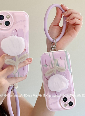 ins紫色郁金香适用小米15/14/13pro手机壳新款红米K60/50/40/30至尊版ins风女note12全包11ultra网红9保护套