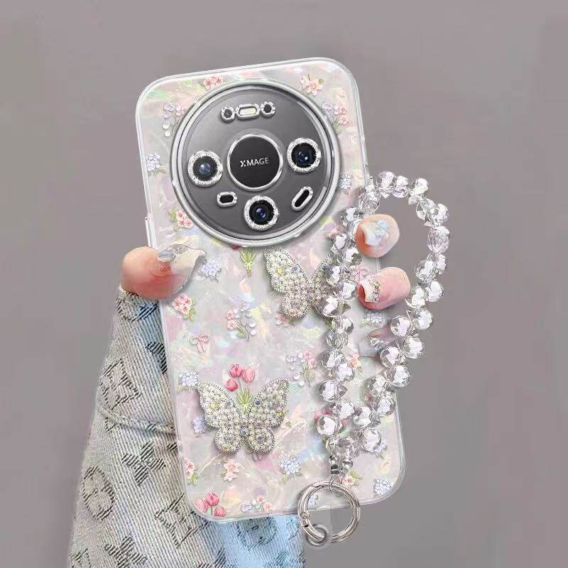 碎花蝴蝶适用华为mate80/70Pro手机壳mate60/50女新款pura80Pro镜头膜pura70/P60全包nova15/14/13防摔保护套