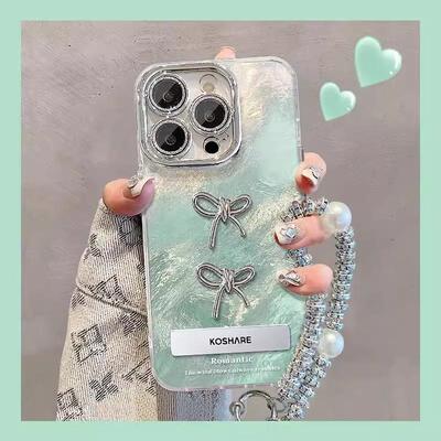 苹果可爱风羽纱镜头膜蝴蝶结公仔