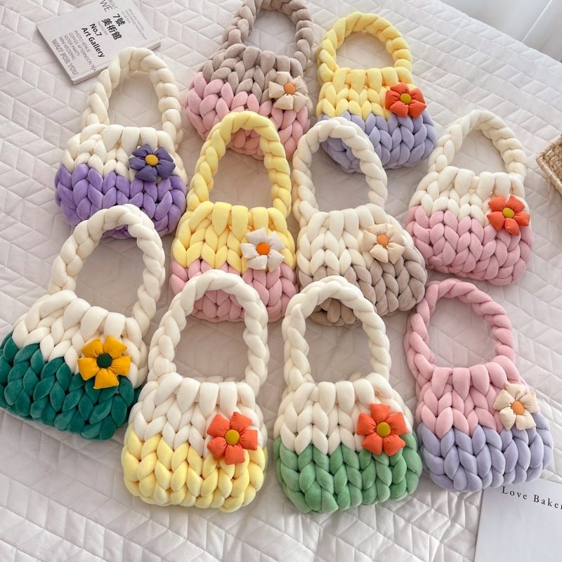 自制手工编织包包diy材料包多巴胺花朵腋下手提包超粗冰岛线成品,玩具/童车/益智/积木/模型,织布机/编织刺绣/diy服装设计,淘宝优惠券,粉丝福利购,淘宝优惠卷