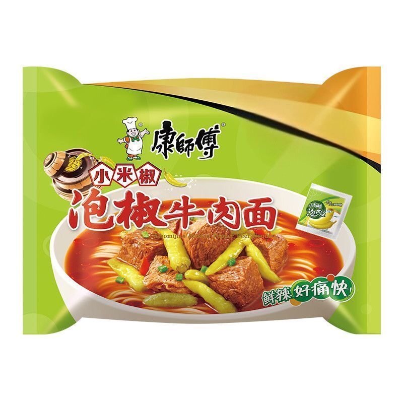 康师傅川渝款泡椒牛肉酸萝卜老鸭冲泡方便面/拉面/面