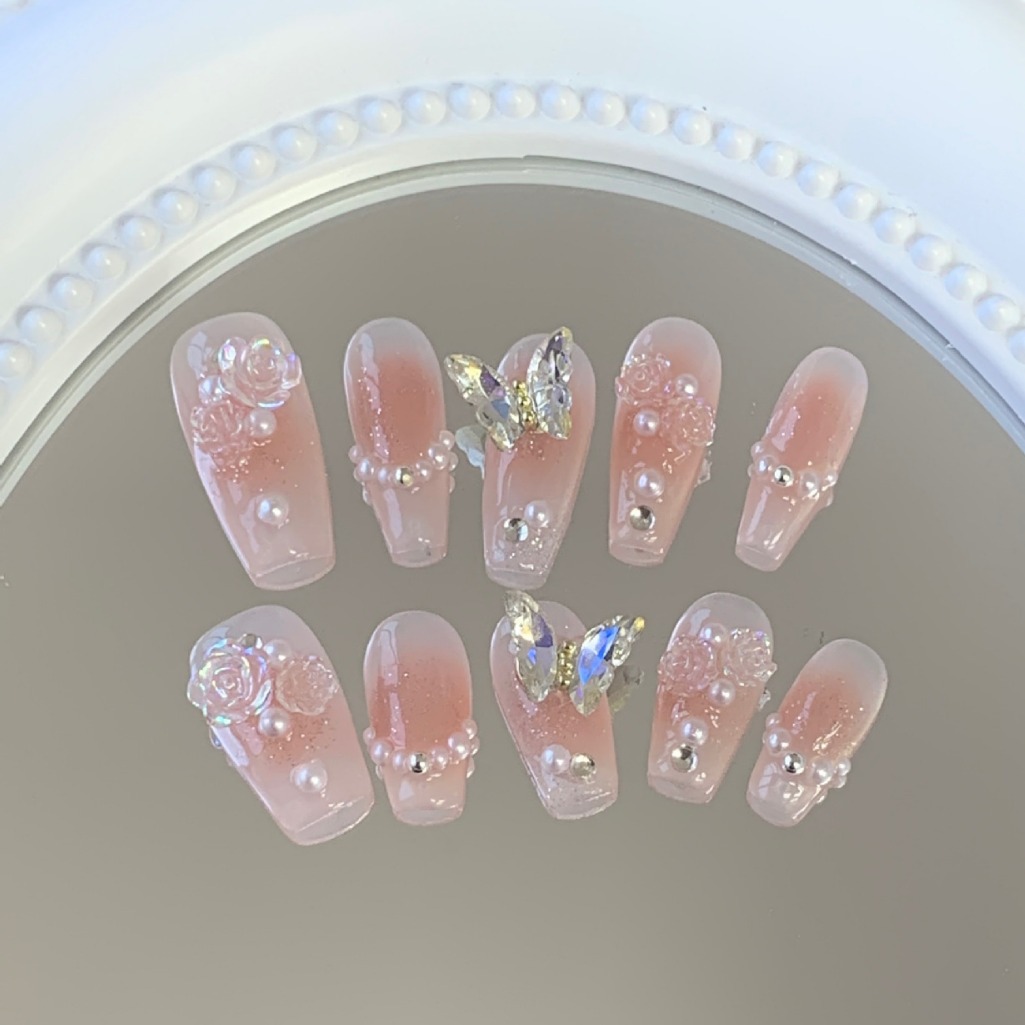 一只顾美甲厂【Y】 显白落叶腮红加合金极光立体蝴蝶甜蜜浪漫小蝴