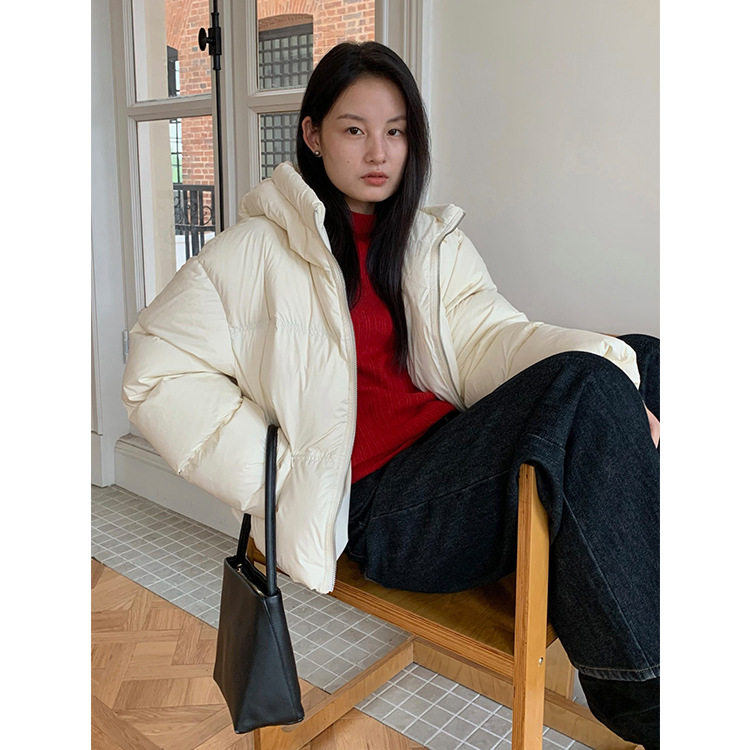 法国chrry koop韩迅 保暖加厚连帽蓬松羽绒服女冬季新款设计感