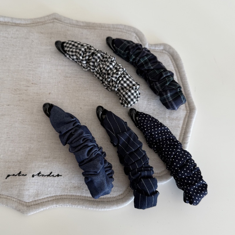 韩国格纹褶皱高马尾香蕉夹竖夹后脑勺抓夹固定发夹头饰女