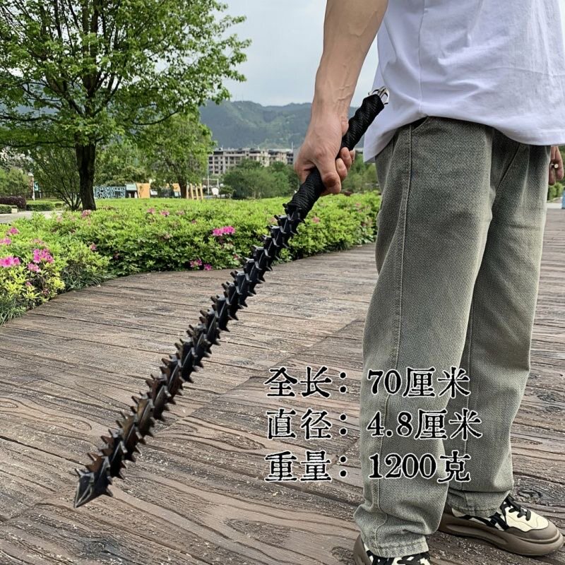 龙泉狼牙棒纯手工锻打锏淬火一体棍子车载合法防身武术健身冷兵器