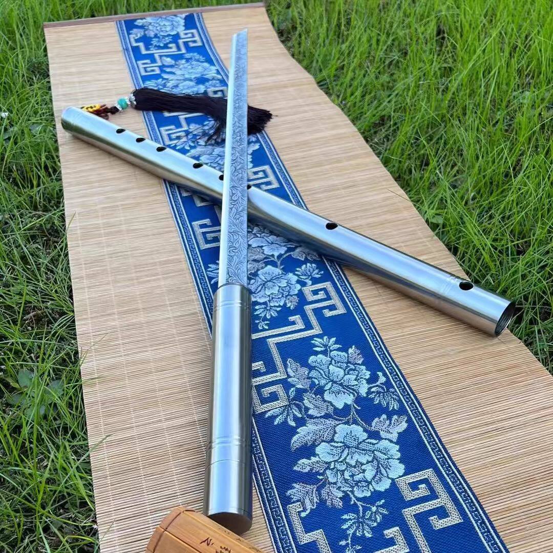 龙泉笛子剑短剑收藏刀剑笛剑一体车载防身冷兵器装饰户外未开刃