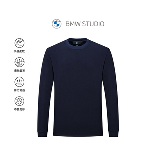 百搭圆领通勤纯色长袖 STUDIO宝马男装 秋冬季 男 T恤衫 96%棉 BMW