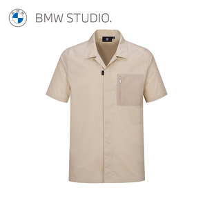 Studio宝马男装 2023早春新款 纯棉百搭舒适通勤男士 BMW 短袖 衬衫