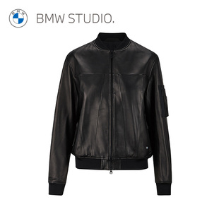显瘦黑色皮夹克新款 BMW Studio宝马女装 皮衣外套女短款 女士上衣